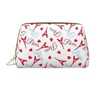 Buewutiry Beauty case da viaggio grande, in pelle PVC, con Torre Eiffel rossa, borsa per cosmetici da donna, con cerniera, borsa per la cura della pelle, trousse per trucchi e articoli da toeletta da