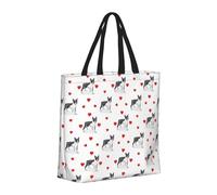 Buewutiry - Borsa a mano da donna, riutilizzabile con cerniera, borsa da spiaggia da donna, design terrier di Boston, cuore carino per la mamma, adatto per l'ospedale,