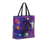 Buewutiry - Borsa a mano riutilizzabile con cerniera, borsa da spiaggia da donna, astronauta in missione nello spazio esterno, borsa per mamma, adatta per ospedale, spiaggia