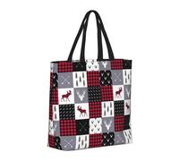 Buewutiry - Borsa a mano riutilizzabile con cerniera, borse da spiaggia da donna, design bufalo, alce frecce, cervo, alce, mamma, adatto per ospedale,