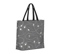 Buewutiry - Borsa a mano riutilizzabile con cerniera, borse da spiaggia da donna, rotte aeree in tutto il mondo, borsa per mamma, adatta per l'ospedale