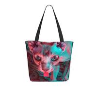 Buewutiry - Borsa a tracolla leggera con disegno di gatto psichedelico senza peli, borsa da infermiera, borsa da spiaggia da donna, grande borsa alla moda