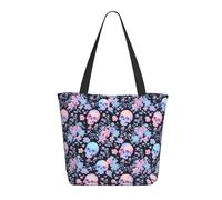 Buewutiry - Borsa a tracolla leggera e fresca con testa di morte e fiore - Borsa a mano per infermiera, spiaggia - Borsa grande da donna alla moda con chiusura