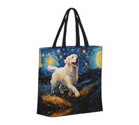 Buewutiry Borsa da donna grande riutilizzabile con cerniera borse da spiaggia da donna vintage cielo stellato labrador una mamma adatta per ospedale spiaggia viaggi shopping