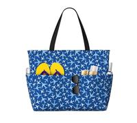 Buewutiry - Borsa da spiaggia grande impermeabile e alla sabbia, design aereo nel cielo - Borsa da spiaggia da donna con cerniera