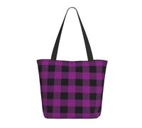 Buewutiry Borsa da viaggio da donna a scacchi leggera viola e nero borsa a tracolla borsa da infermiera borsa da spiaggia donna grande moda borsa da donna con cerniera