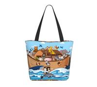 Buewutiry Borsa da viaggio da donna - Borsa a tracolla galleggiante leggera con animali nell'arco di Noè borsa a mano per infermiere spiaggia grande borsa alla moda da donna con