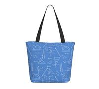 Buewutiry Borsa da viaggio da donna - Borsa a tracolla leggera con stampa matematica blu e righello - Borsa a mano per infermiere spiaggia - Borsa grande alla moda da donna con