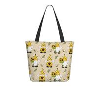 Buewutiry Borsa da viaggio da donna, da lavoro, leggera, con gnomi, api e girasoli, borsa a tracolla da infermiera, borsa da spiaggia da donna, alla moda, grande, con cerniera