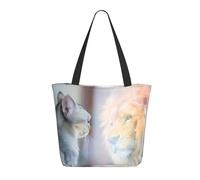 Buewutiry Borsa da viaggio da donna leggera a forma di gatto che guarda allo specchio borsa a tracolla per infermiere borsa da spiaggia da donna grande borsa da donna alla moda con cerniera