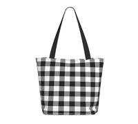 Buewutiry Borsa da viaggio da donna leggera a scacchi nero bianco borsa a tracolla per infermiere borsa da spiaggia donna grande moda borsa da donna con cerniera