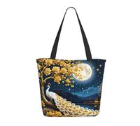 Buewutiry Borsa da viaggio da donna leggera con albero dorato illuminato dalla luna, borsa a tracolla per infermiera, borsa da spiaggia da donna, grande borsa da donna