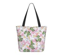 Buewutiry Borsa da viaggio da donna leggera con gigli e fiori di colore verde rosa borsa a tracolla per infermiere borse da spiaggia da donna grande borsa alla moda