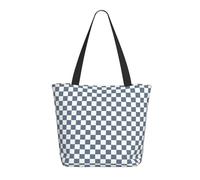 Buewutiry Borsa da viaggio da donna per lavoro leggera a scacchi grigio bianco quadrato borsa a tracolla per infermiere borsa da spiaggia donna grande borsa da donna alla moda con