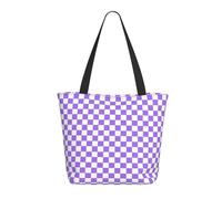 Buewutiry Borsa da viaggio da donna per lavoro leggera a scacchi lilla borsa a tracolla per infermiere borsa da spiaggia donna grande moda borsa da donna con cerniera