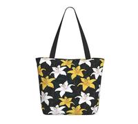 Buewutiry Borsa da viaggio da donna per lavoro leggera gigli gialli bianchi fiori borsa a tracolla per infermiere borse da spiaggia donna grande borsa alla moda per