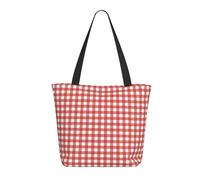 Buewutiry Borsa da viaggio da donna per lavoro leggera strutturata a scacchi rosso bianco a scacchi borsa a tracolla per infermiere borsa da spiaggia donna grande borsa alla moda