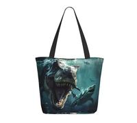 Buewutiry Borsa da viaggio donna borsa a tracolla leggera subacquea con disegno dinosauro squalo borsa da infermiera borsa da spiaggia donna grande moda per