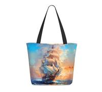 Buewutiry Borsa da viaggio donna di lavoro leggera barca a vela oceano tramonto borsa a tracolla borsa da infermiera borsa da spiaggia donna grande moda borsa da donna con cerniera