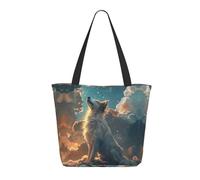 Buewutiry Borsa da viaggio donna di lavoro leggera cielo stellato nuvole lupo borsa a tracolla per infermiera borsa da spiaggia donna grande moda borsa da donna con cerniera