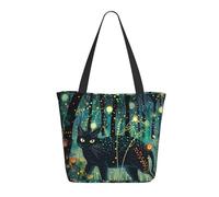 Buewutiry Borsa da viaggio donna di lavoro leggera mistica gatto lucciole borsa a tracolla borsa da infermiera borsa da spiaggia donna grande moda borsa da donna con cerniera