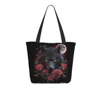 Buewutiry Borsa da viaggio donna per lavoro leggera rosa luna piena lupo nero borsa a tracolla infermiera borsa da spiaggia donna grande moda borsa da donna con cerniera