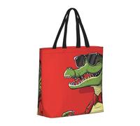 Buewutiry - Borsa grande da donna - Borsa a mano riutilizzabile con cerniera, borsa da spiaggia da donna, coccodrillo fresco con occhiali da sole, borsa per mamma, adatta per l'ospedale