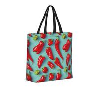 Buewutiry - Borsa grande da donna - Borsa a mano riutilizzabile con cerniera, borsa da spiaggia da donna, borsa per mamma, stampa peperoncino campana, borsa per mamma, adatta per ospedale