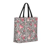 Buewutiry - Borsa grande da donna - Borsa a mano riutilizzabile con cerniera, borsa da spiaggia da donna, bella borsa per mamma leopardo rosa, adatta per ospedale, spiaggia, viaggi