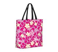 Buewutiry - Borsa grande da donna - Borsa a mano riutilizzabile con cerniera, borsa da spiaggia da donna, stile hawaiano, fiore rosa, borsa per mamma, adatta per ospedale, spiaggia