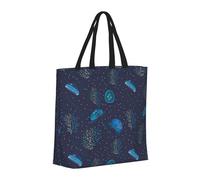 Buewutiry - Borsa grande da donna - Borsa a mano riutilizzabile con cerniera, borse da spiaggia da donna, borsa blu scuro, medusa corallo per mamma, adatta per ospedale, spiaggia