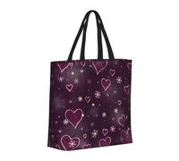 Buewutiry - Borsa grande da donna - Borsa a mano riutilizzabile con cerniera, borse da spiaggia da donna, fiocchi di neve e cuori, borsa per mamma, adatta per ospedale, spiaggia