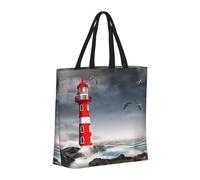 Buewutiry - Borsa grande da donna - Borsa a mano riutilizzabile con cerniera, borse da spiaggia da donna, faro 3D nella borsa da surf mamma per mamma, adatto per ospedale,