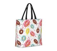 Buewutiry - Borsa grande da donna - Borsa a mano riutilizzabile con cerniera, borse da spiaggia da donna, con stampa ciambella No.9018, borsa per mamma, adatta per ospedale, spiaggia,