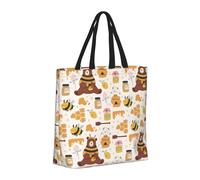 Buewutiry - Borsa grande da donna - Borsa a mano riutilizzabile con cerniera, borse da spiaggia da donna, bel barattolo di miele, alveare, orso, mamma, borsa per mamma, adatta per ospedale