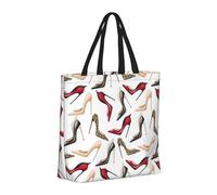 Buewutiry - Borsa grande da donna - Borsa a mano riutilizzabile con cerniera, borse da spiaggia da donna, scarpe con tacco alto, bella stampa, borsa per la mamma, adatta per