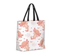Buewutiry - Borsa grande da donna - Borsa riutilizzabile con cerniera, borsa da spiaggia da donna, borsa da cartone animato kawaii axolotl per mamma, adatta per l'ospedale