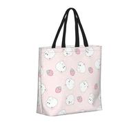 Buewutiry Borsa grande da donna - Borsa riutilizzabile con cerniera, borsa da spiaggia per donna, bella borsa per criceto rosa fragola per mamma, adatta per ospedale, spiaggia, viaggi, shopping