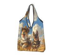 Buewutiry - Borsa grande da donna - Borse alimentari leggere riutilizzabili Corgi Berger tedesco Corgi, borse per la spesa in tessuto, borse per la spesa per lavoro, spiaggia e viaggi