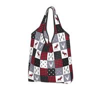 Buewutiry Borsa grande da donna, leggera, a quadri, alci, frecce, cervo, alce riutilizzabile, pieghevole, borse della spesa per generi alimentari, borse di stoffa, lavoro, spiaggia, viaggi, con manici