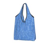 Buewutiry Borsa grande da donna, leggera, blu, con stampa matematica, riutilizzabile, pieghevole, borsa della spesa per generi alimentari, borse di stoffa, lavoro, spiaggia, viaggi, con manici