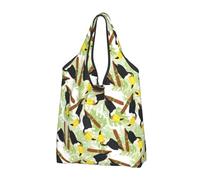 Buewutiry - Borsa grande da donna - Leggero e carino tucano Monstera su un ramo - Borse da supermercato pieghevoli in tessuto per lavoro, spiaggia, viaggi con manici