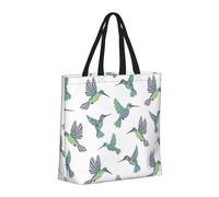 Buewutiry Borsa grande da donna riutilizzabile con cerniera borse da spiaggia da donna stampa colibrì borsa bianca per mamma adatta per ospedale spiaggia viaggi shopping