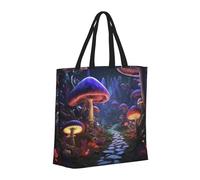 Buewutiry Borsa grande da donna riutilizzabile con cerniera borse da spiaggia per le donne strada della giungla funghi scintillanti borsa per la mamma adatta per ospedale spiaggia viaggi shopping