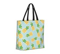 Buewutiry - Borsa grande riutilizzabile con cerniera, borsa da spiaggia da donna, bella borsa a mano giallo dorato ananas per mamma, adatta per ospedale, spiaggia, viaggi, ecc