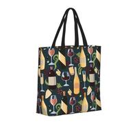 Buewutiry - Borsa grande riutilizzabile con cerniera, borsa da spiaggia da donna, con stampa bottiglia di vino No.9036, borsa per mamma, adatta per ospedale, spiaggia, viaggi, shopping