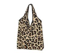 Buewutiry - Borsa per la spesa in tessuto di grandi dimensioni, motivo leopardo, 1 borsa per la spesa pieghevole per lavoro, spiaggia, viaggi con manici da donna
