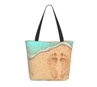 Buewutiry Borsa tote da viaggio per donna, da lavoro, leggera, con impronte di orme, borsa a tracolla da infermiera, borsa da spiaggia da donna, alla moda, grande, con cerniera
