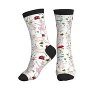 Buewutiry Calzini da donna e da uomo, sportivi, morbidi, comodi, traspiranti, carini, divertenti, a forma di capra, con fiore a metà polpaccio, da corsa