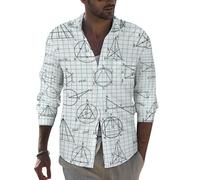 Buewutiry Camicie da uomo a maniche lunghe con stampa di equazione matematica vestibilità aderente camicia con bottoni da uomo abbigliamento casual, Stile 37, L